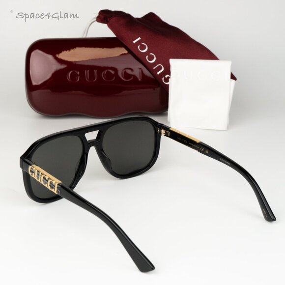 Gucci Women Sunglasses Black Grey Polarized Pilot GG1188S 001 BRAND NEW
